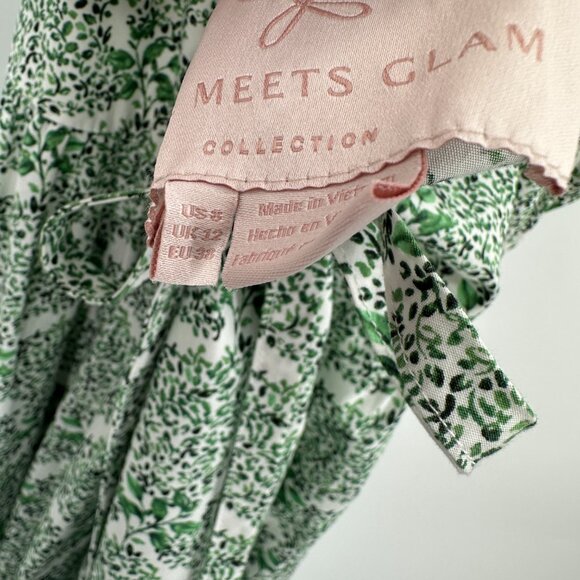 Gal Meets Glam Green Floral Sloane Maxi Dress 100% Cotton Sleeveless Lined US 8 - Picture 4 of 7